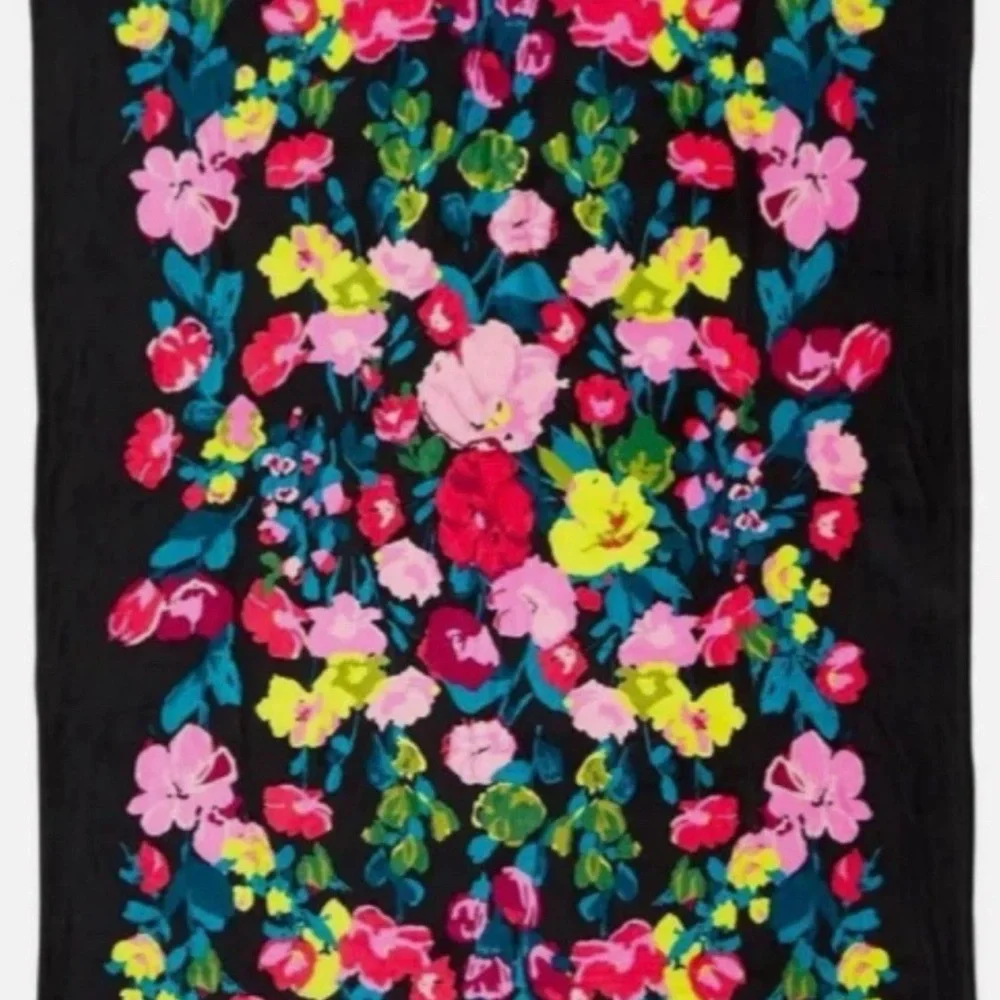 Vera Bradley Floral Throw Blanket - Pink, Yellow, Green on Black - Picture 3 of 3